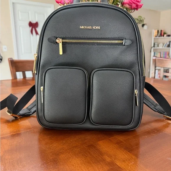 Michael Kors Black Backpack with Gold Accents - Picture 1 of 3